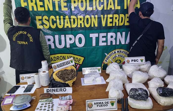 Ica: caen “Los fuertes de Parcona” con 30 kilos de drogas, armas de fuego y municiones